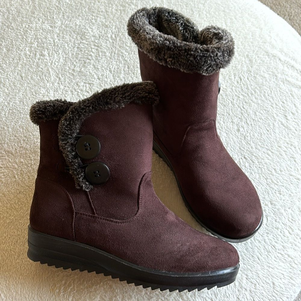 Boots Brown waterproof FLEXUS ISTRA Spring Step micro-suede faux fur 41 /‎ 9.5